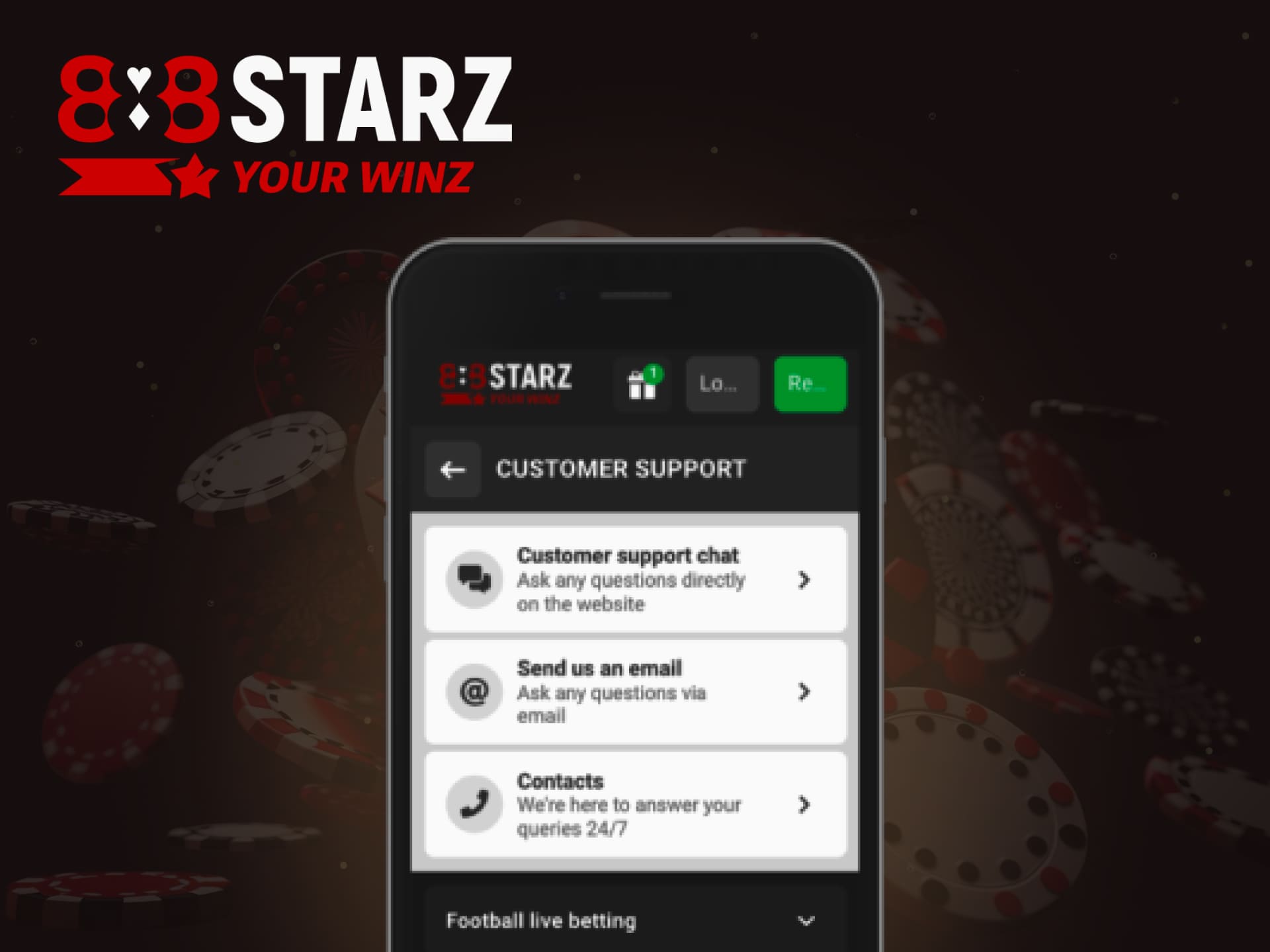 Assistance client et dépannage dans l'application mobile sur la plateforme 888starz Côte d'Ivoire