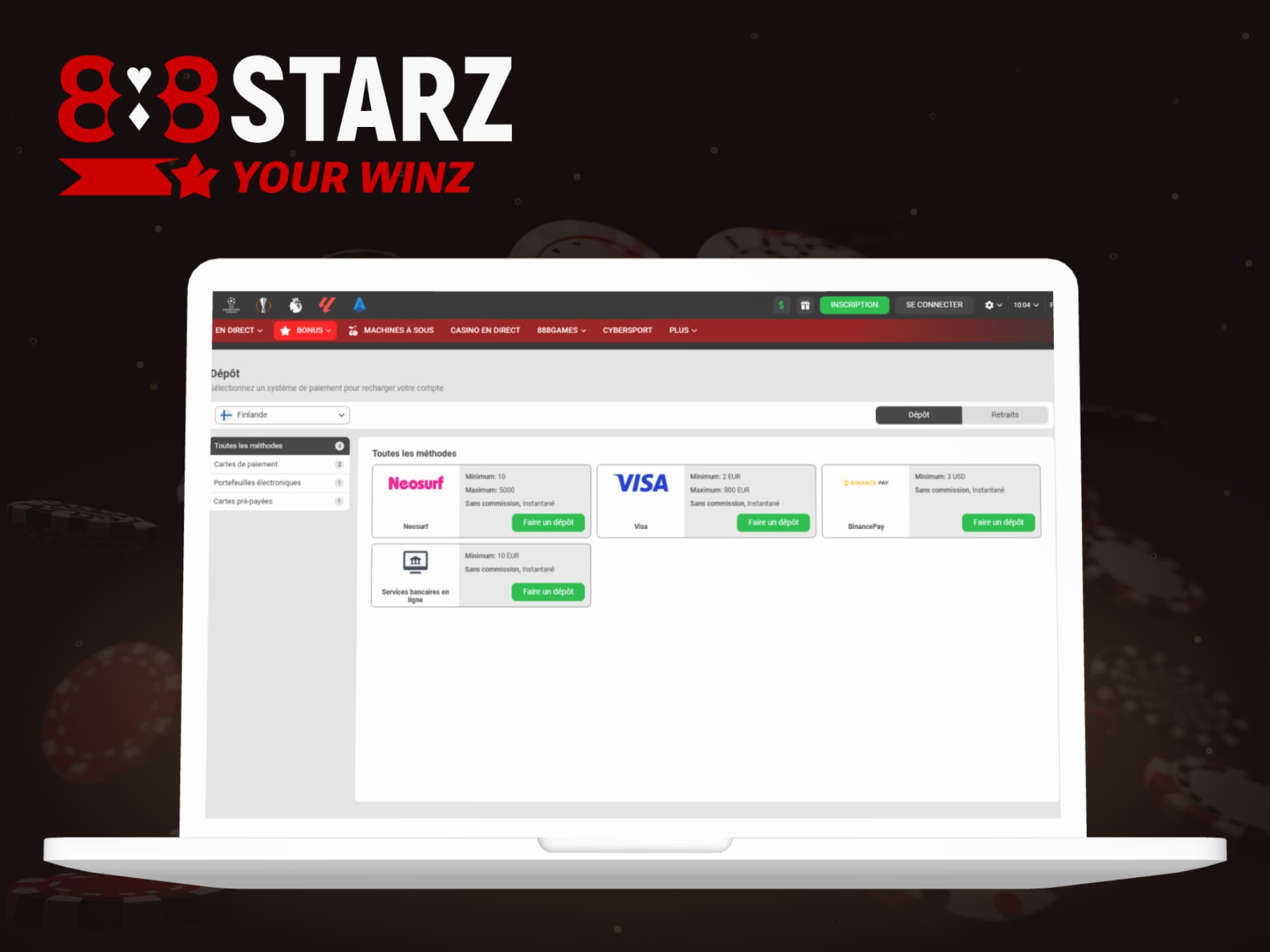 Options pour réapprovisionner votre solde sur la plateforme 888starz en Côte d'Ivoire