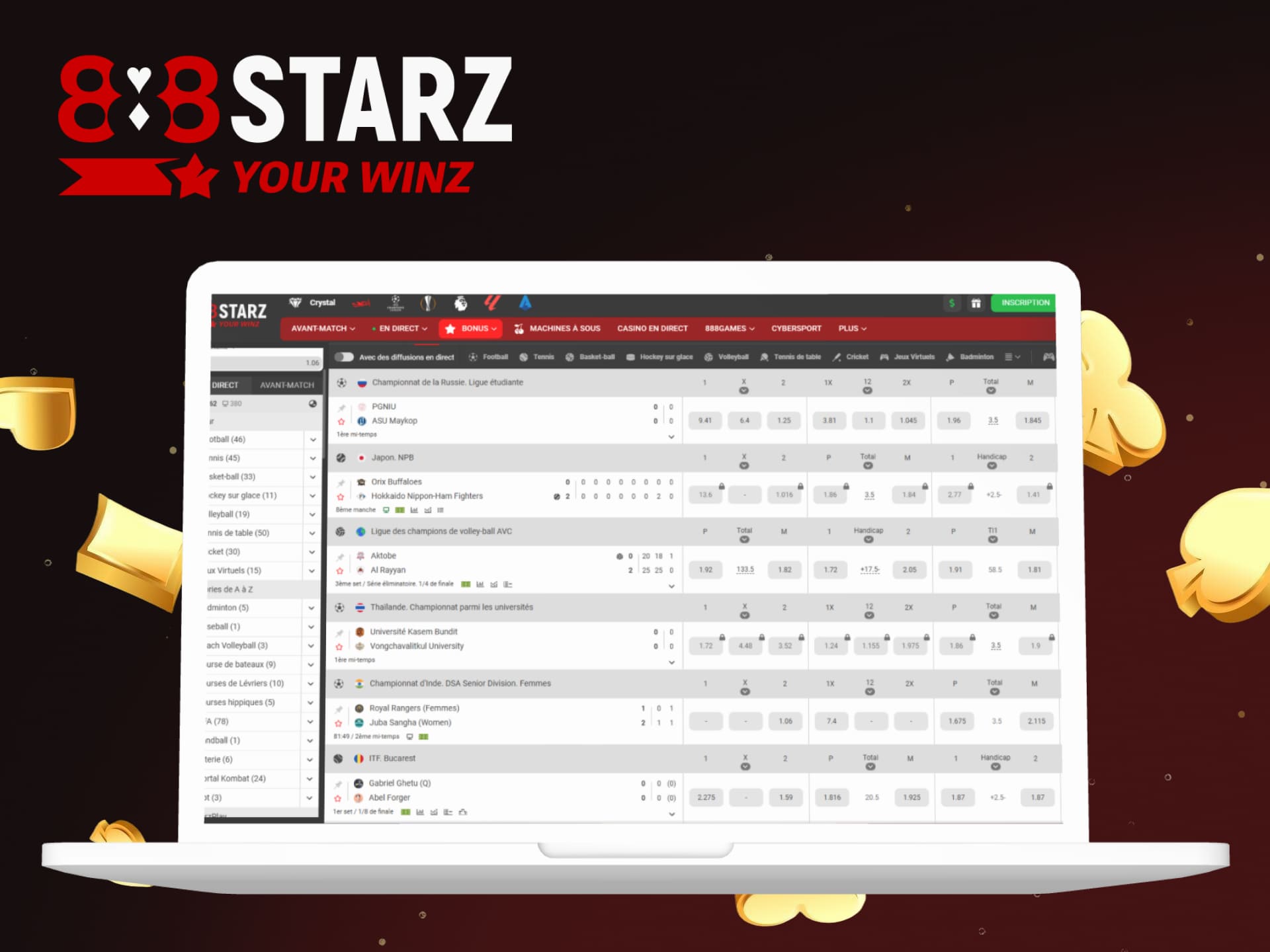 Vaste choix de paris sportifs sur la plateforme 888starz au Sénégal