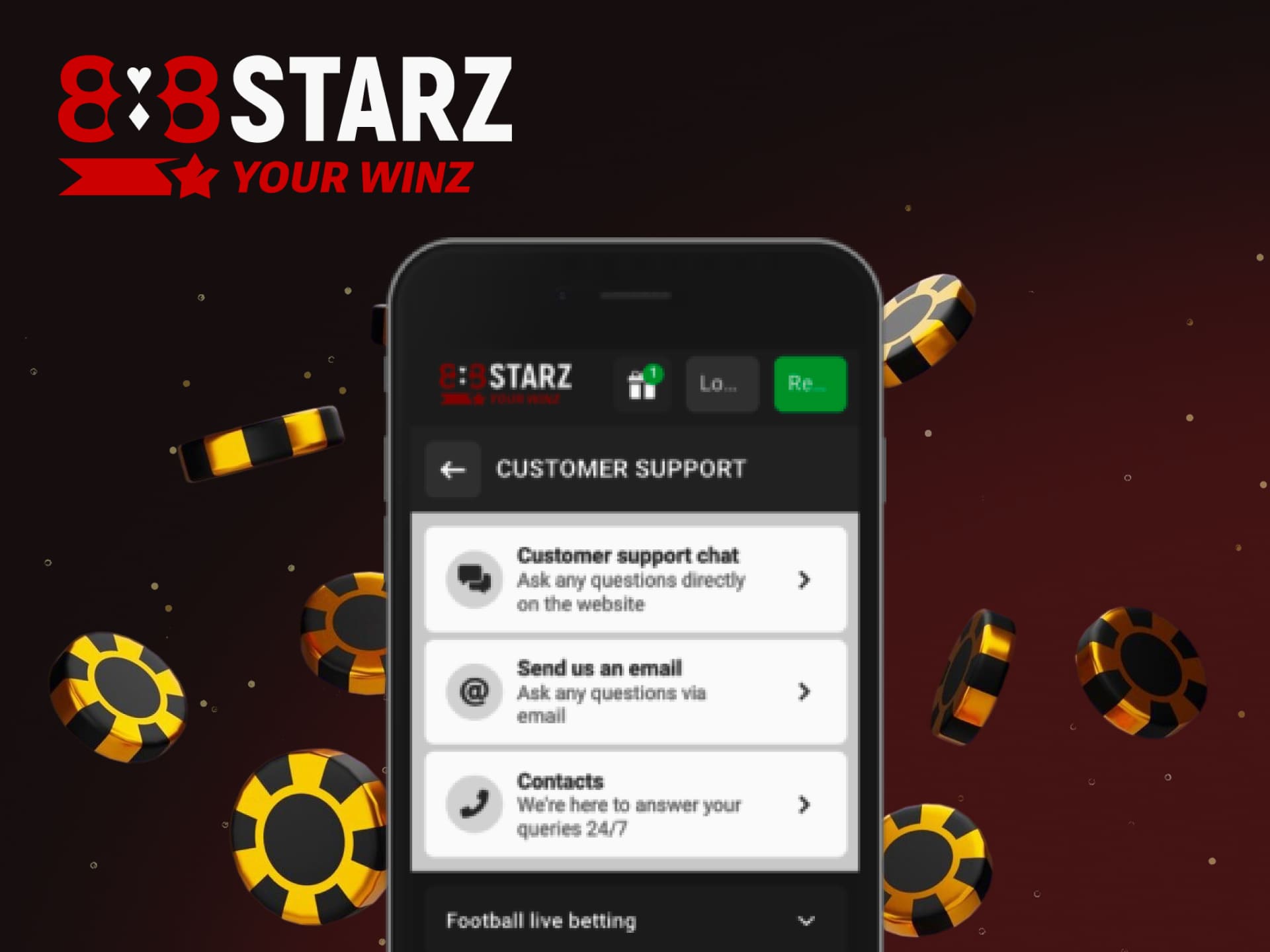 Assistance client et dépannage dans l'application mobile sur la plateforme 888starz au Sénégal