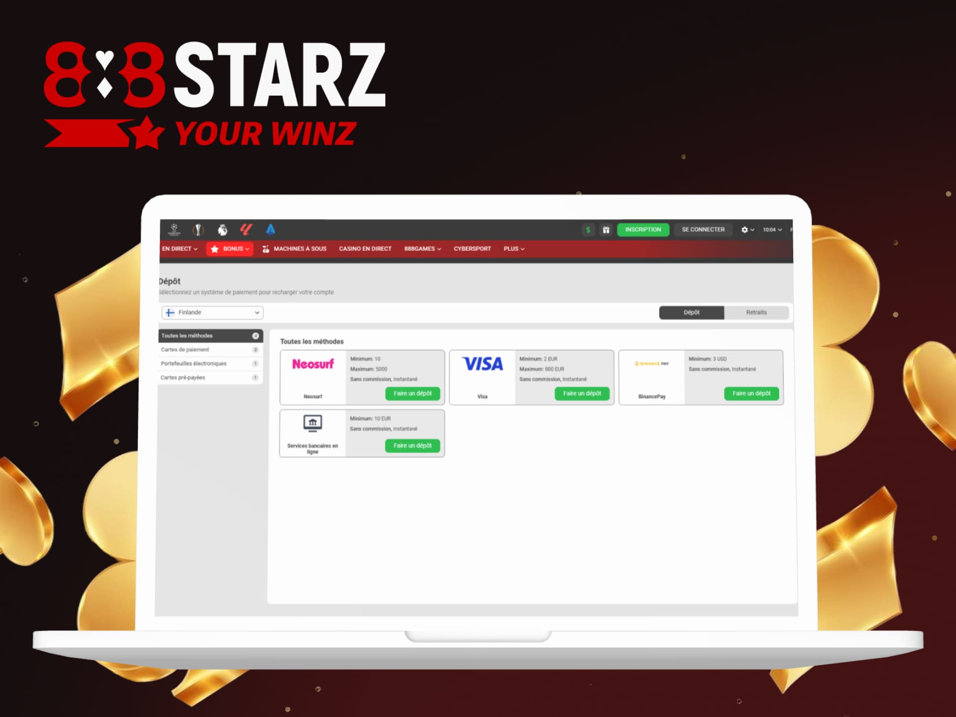 Options pour réapprovisionner votre solde sur la plateforme 888starz au Sénégal