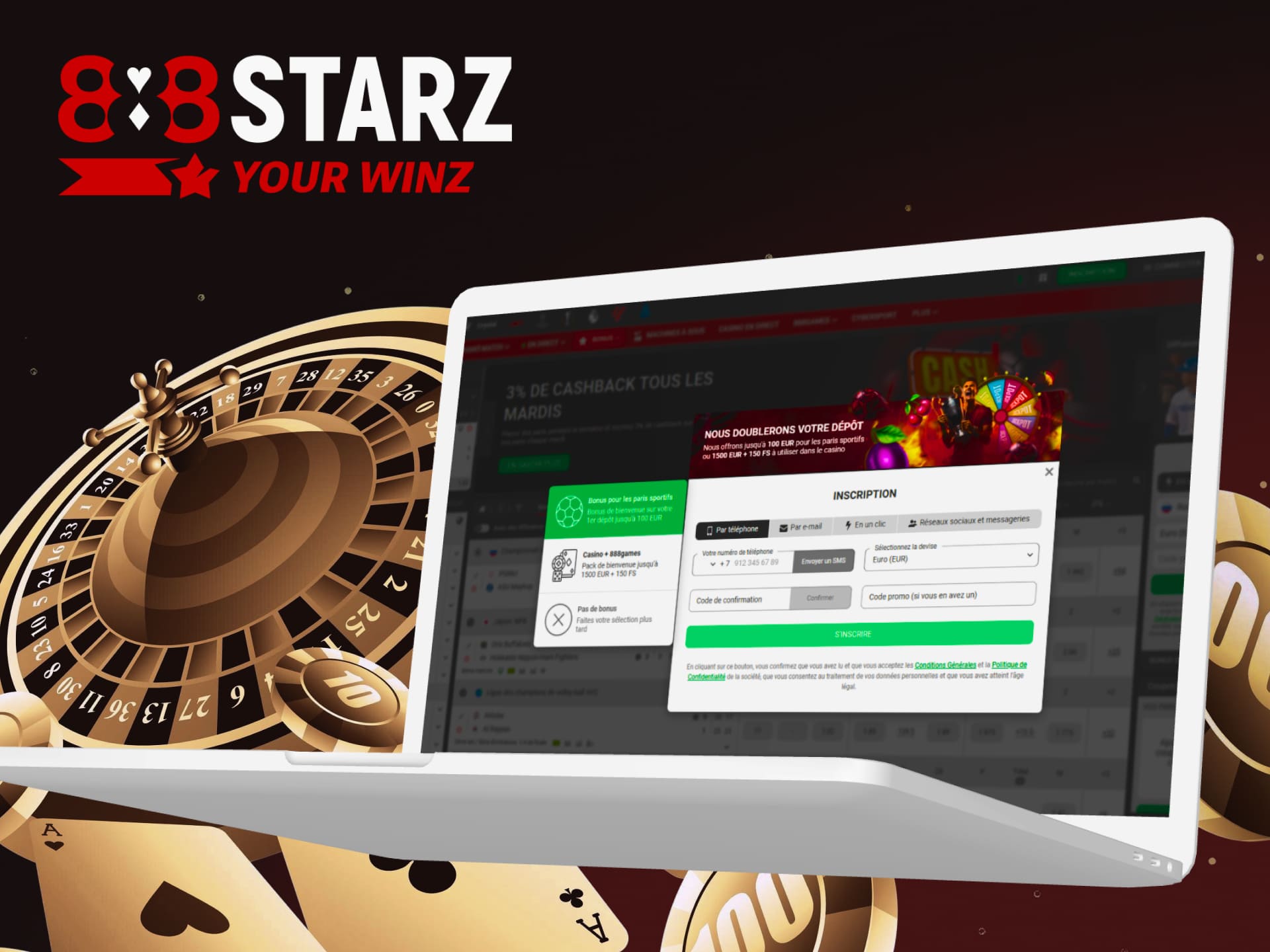 Inscription des nouveaux clients sur la plateforme 888starz au Sénégal